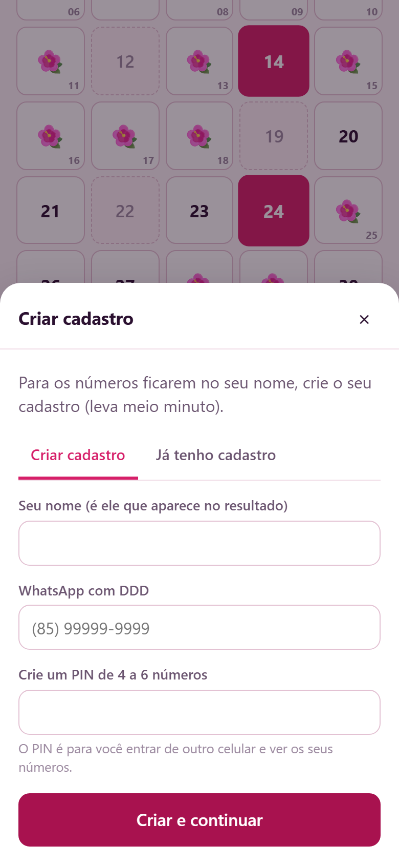 O cadastro